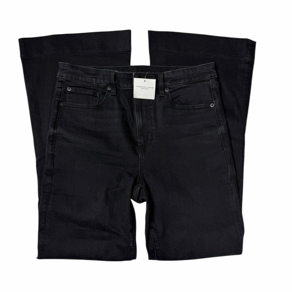 American Eagle Black Super High Rise Flare Jeans Women’s Size 12 Regular NWT - Picture 4 of 10
